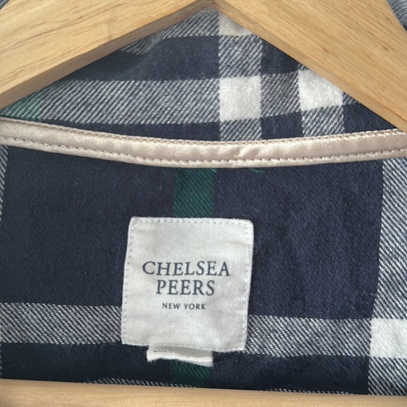 Chelsea Peers cotton revere top pajama in contrast check print - NAVY Medium - Picture 5 of 9